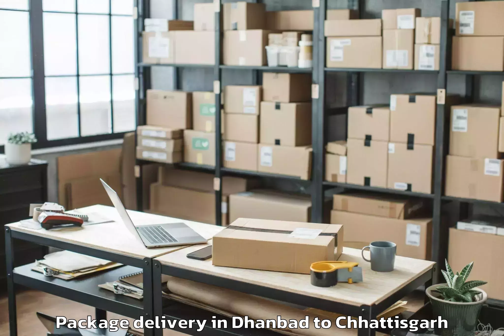 Quality Dhanbad to Shaheed Mahendra Karma Vishwav Package Delivery